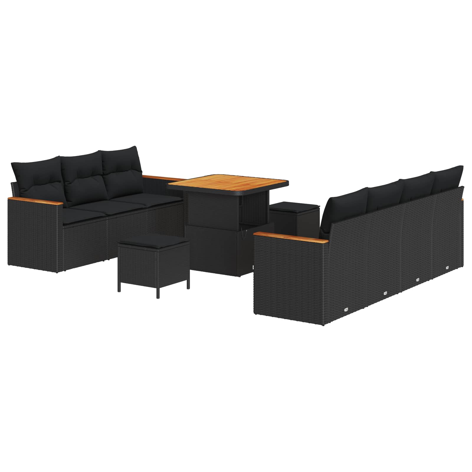 vidaXL Gartensofa-set 10 pcs Schwarz Poly-Rattan