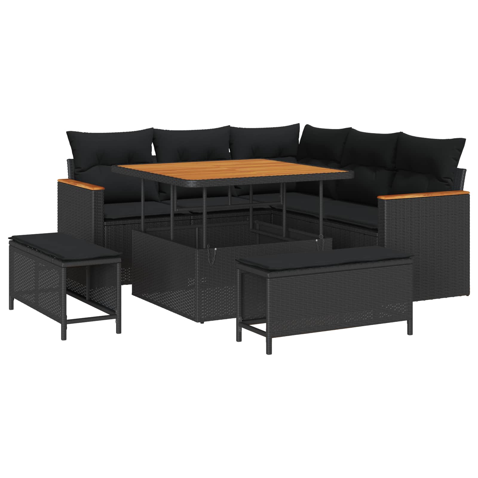 vidaXL Gartensofa-set 8 pcs Schwarz Poly-Rattan