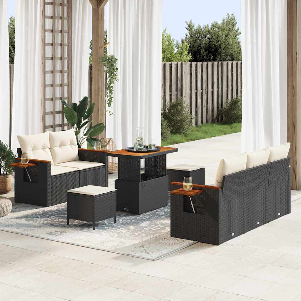 vidaXL Gartensofa-set mit Kissen 8 pcs Schwarz