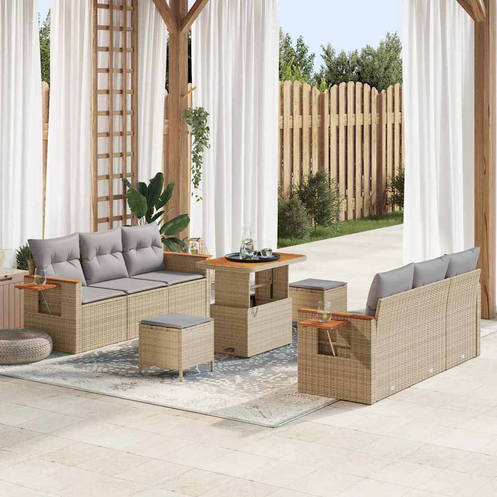 vidaXL Gartensofa-set mit Kissen 9 pcs Schwarz