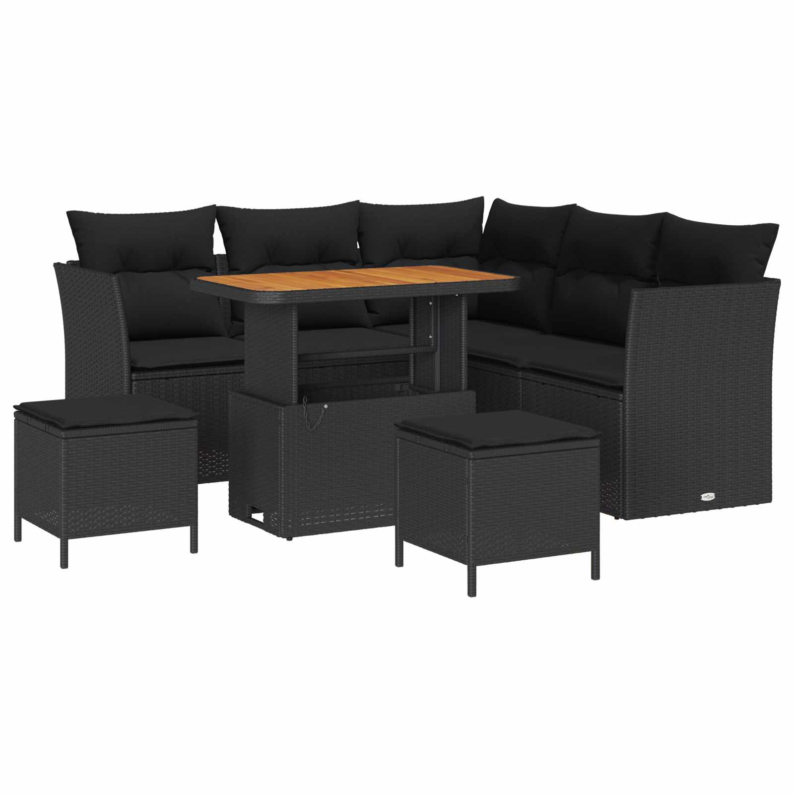 vidaXL Garten-Sofa-Set mit Kissen mit Speicher 8 pcs Schwarz