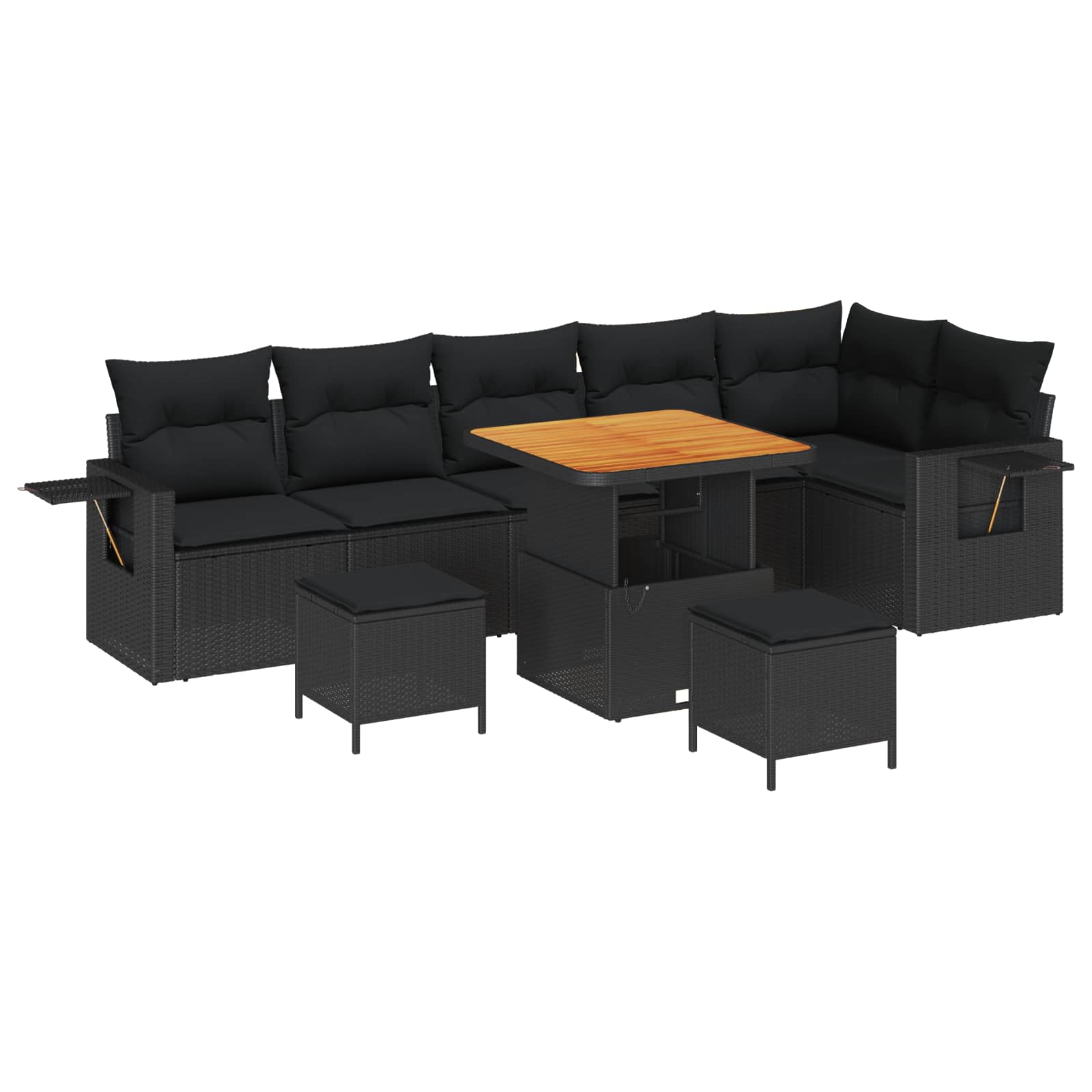 vidaXL Gartensofa-set mit Kissen 11 pcs Schwarz Poly-Rattan