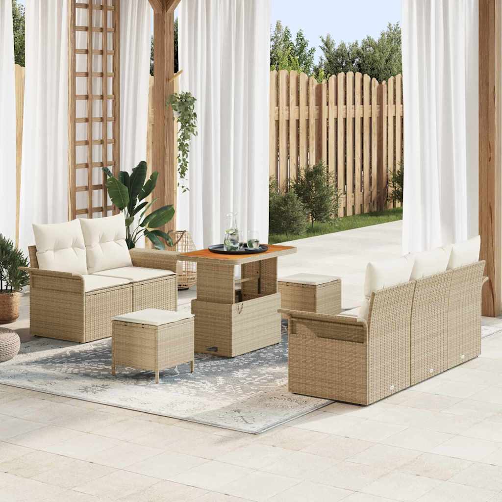 vidaXL Garten-Sofa-Set mit Kissen mit Speicher 8 pcs Schwarz