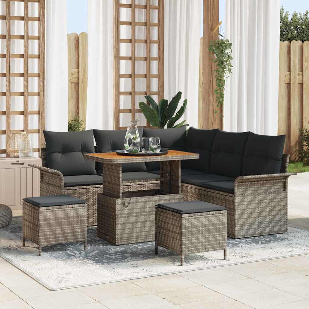 vidaXL Garten-Sofa-Set mit Kissen mit Speicher 8 pcs Schwarz