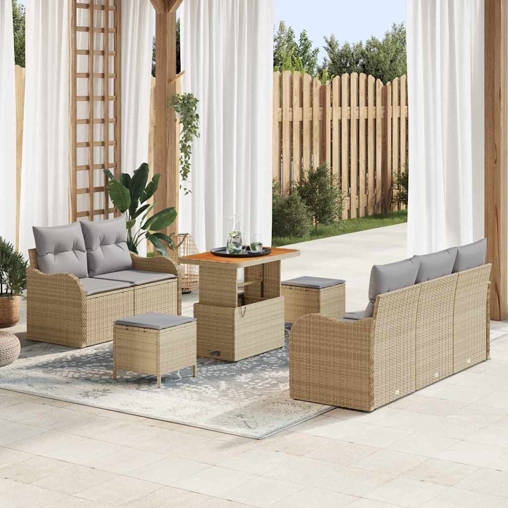 vidaXL Garten-Sofa-Set mit Kissen mit Speicher 8 pcs Schwarz