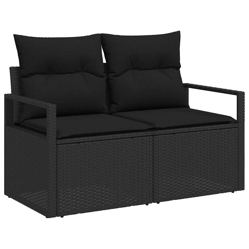 vidaXL Garten-Sofa-Set mit Kissen mit Speicher 10 pcs Schwarz