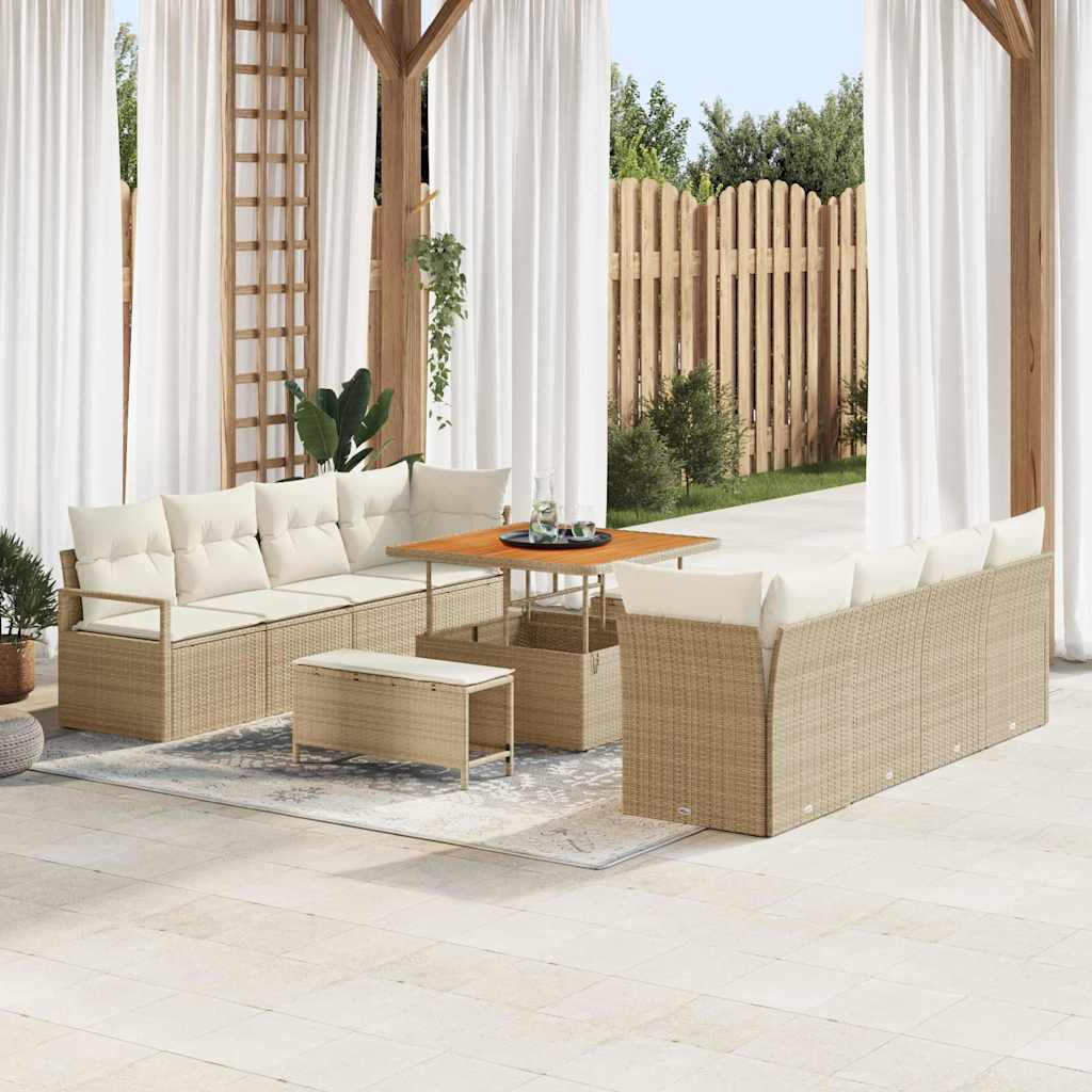 Garten-Sofa-Set mit Kissen mit Speicher Schwarz 80 x 80 x 71 cm