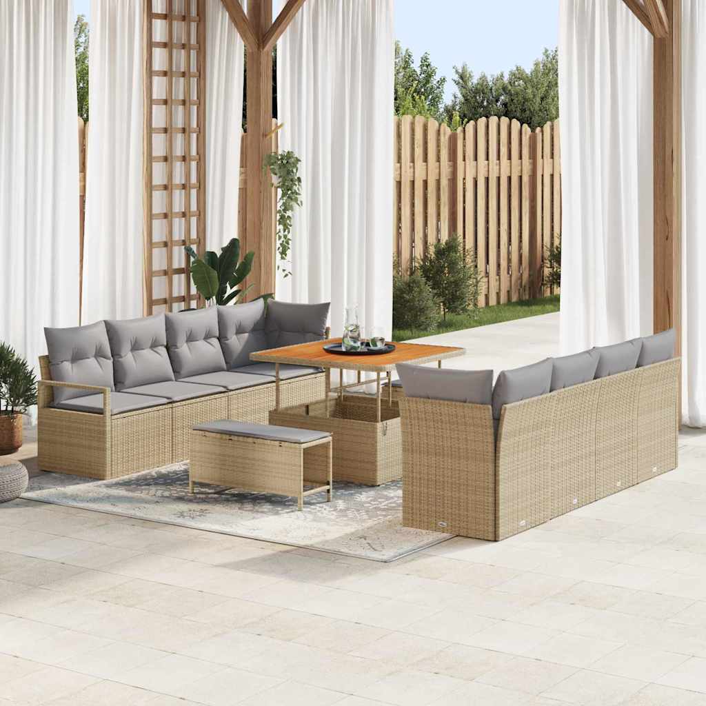 Garten-Sofa-Set mit Kissen mit Speicher Schwarz 80 x 80 x 71 cm