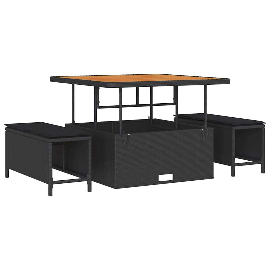 vidaXL Garten-Sofa-Set mit Kissen mit Speicher 8 pcs Schwarz