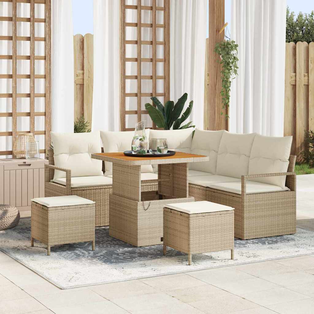 vidaXL Garten-Sofa-Set mit Kissen mit Speicher 8 pcs Schwarz