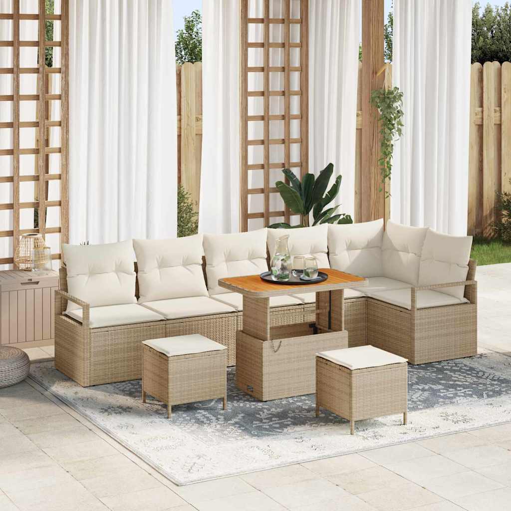 vidaXL Garten-Sofa-Set mit Kissen mit Speicher 9 pcs Schwarz