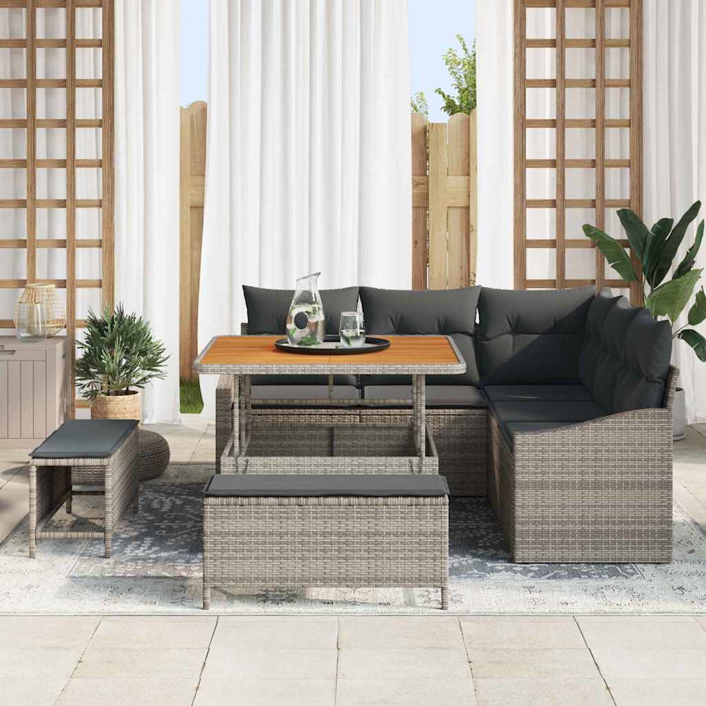 vidaXL Garten-Sofa-Set mit Kissen mit Speicher 8 pcs Schwarz