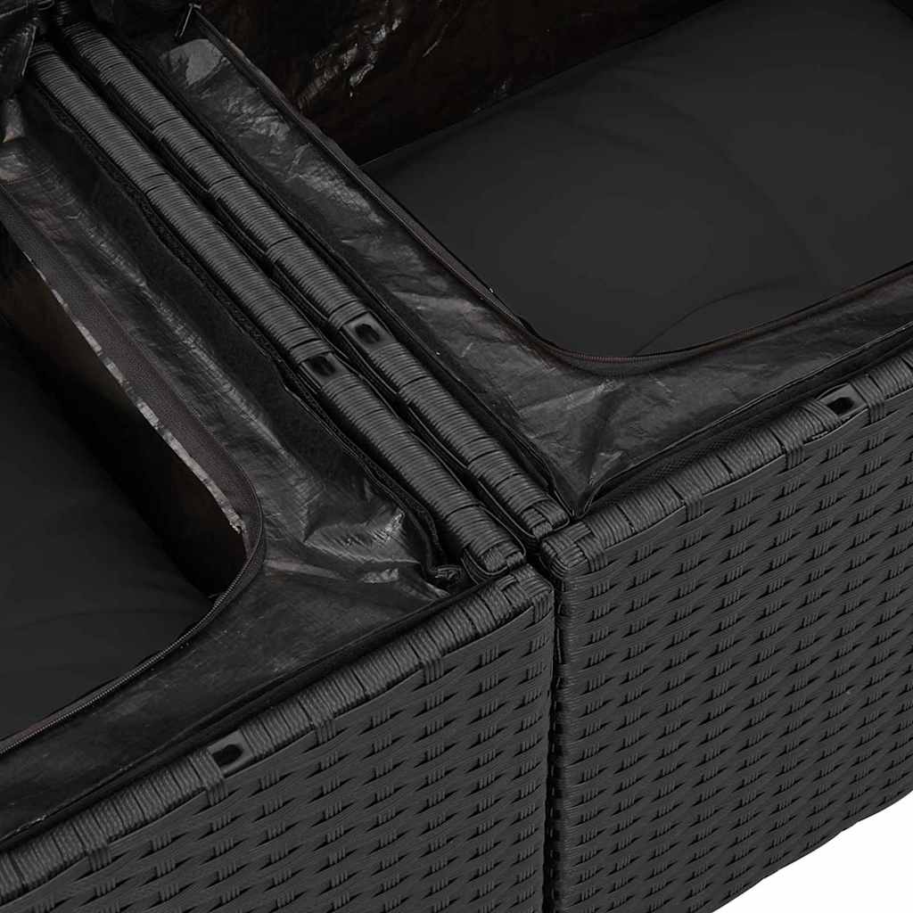 vidaXL Gartensofa-set mit Kissen 9 pcs Schwarz Poly Rattan