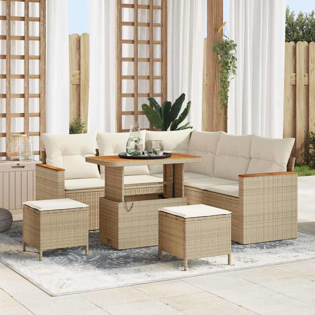 vidaXL Gartensofa-set mit Kissen 8 pcs Schwarz Poly Rattan
