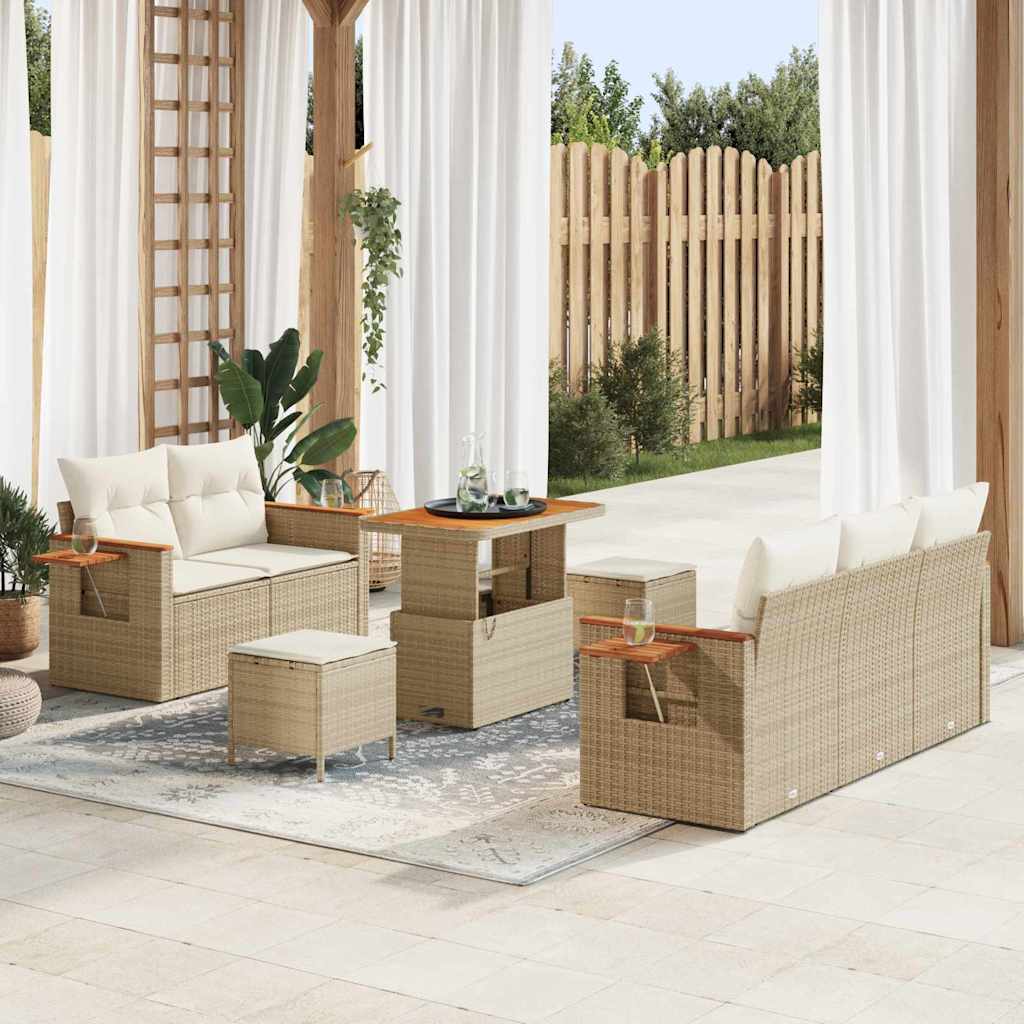 vidaXL Gartensofa-set mit Kissen 10 pcs Schwarz Poly-Rattan