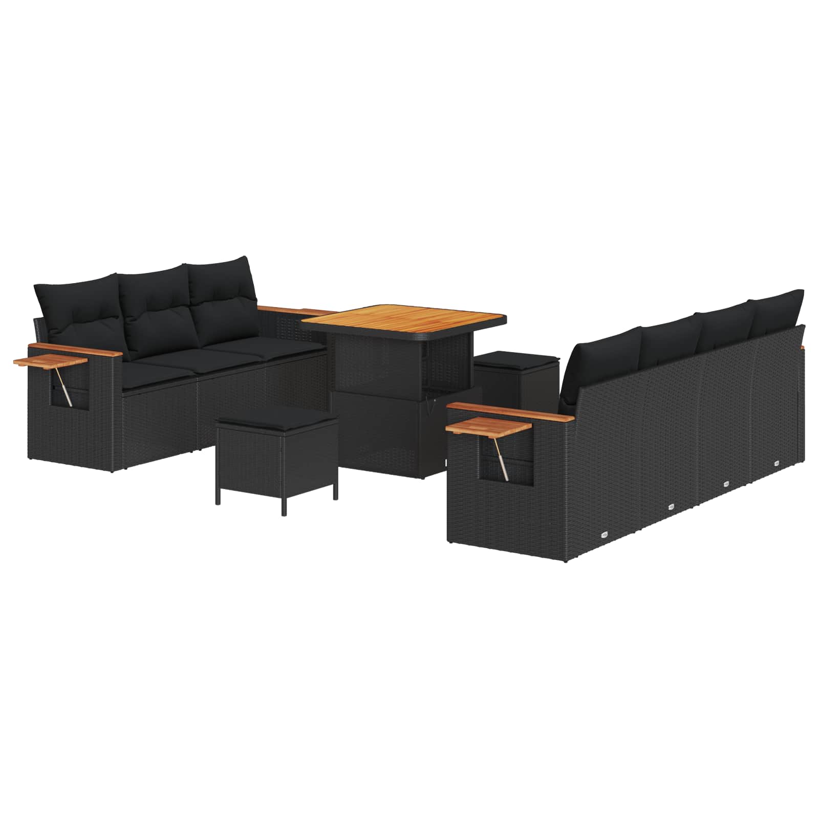 vidaXL Gartensofa-set mit Kissen 13 pcs Schwarz Poly-Rattan