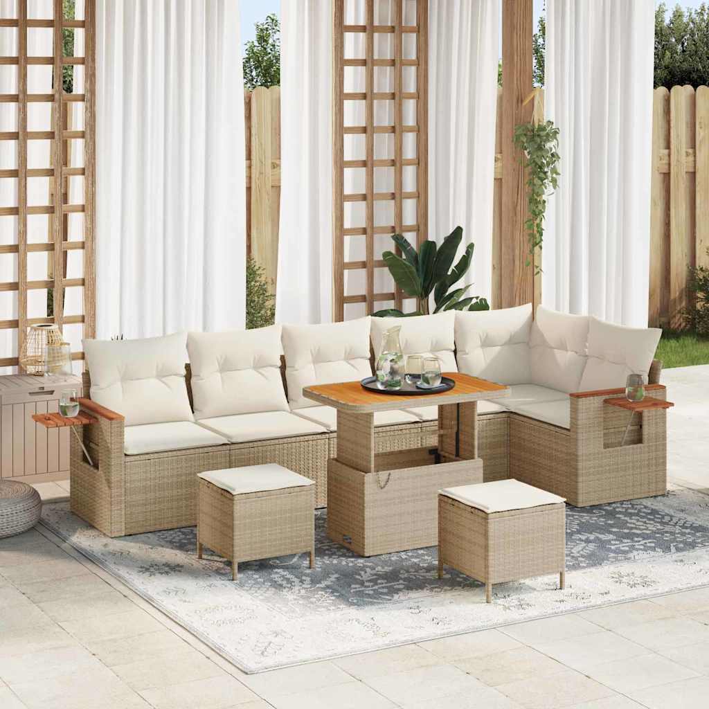 vidaXL Gartensofa-set mit Kissen 11 pcs Schwarz Poly-Rattan