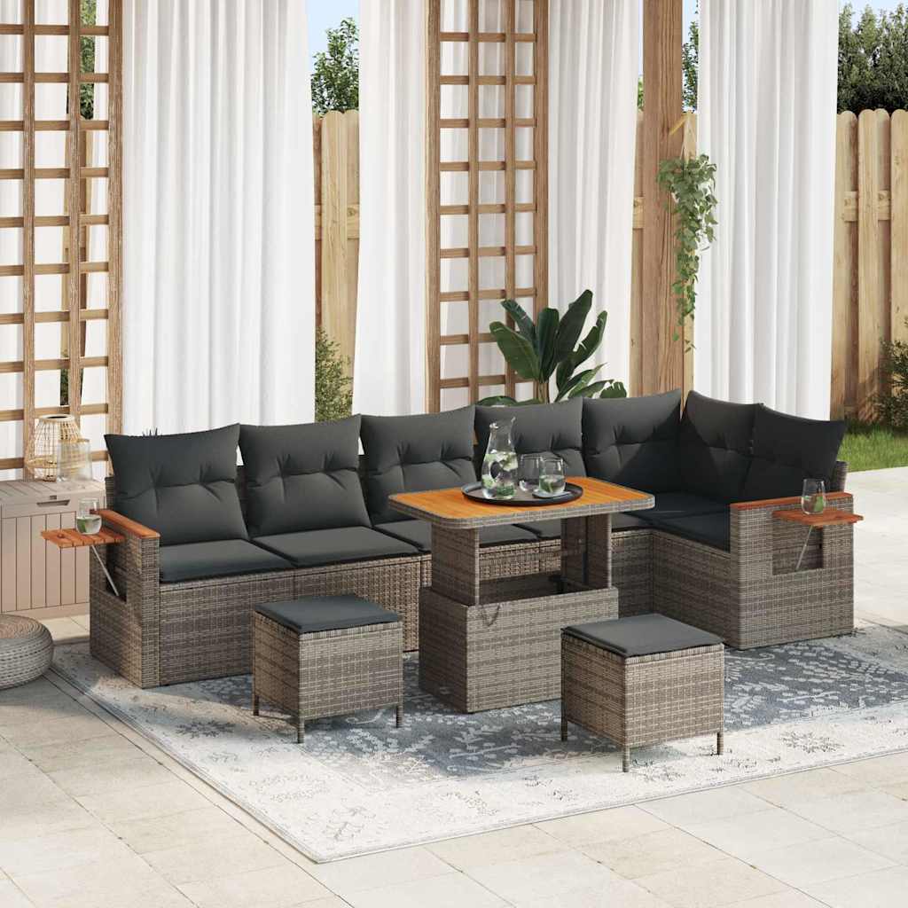 vidaXL Gartensofa-set mit Kissen 11 pcs Schwarz Poly-Rattan