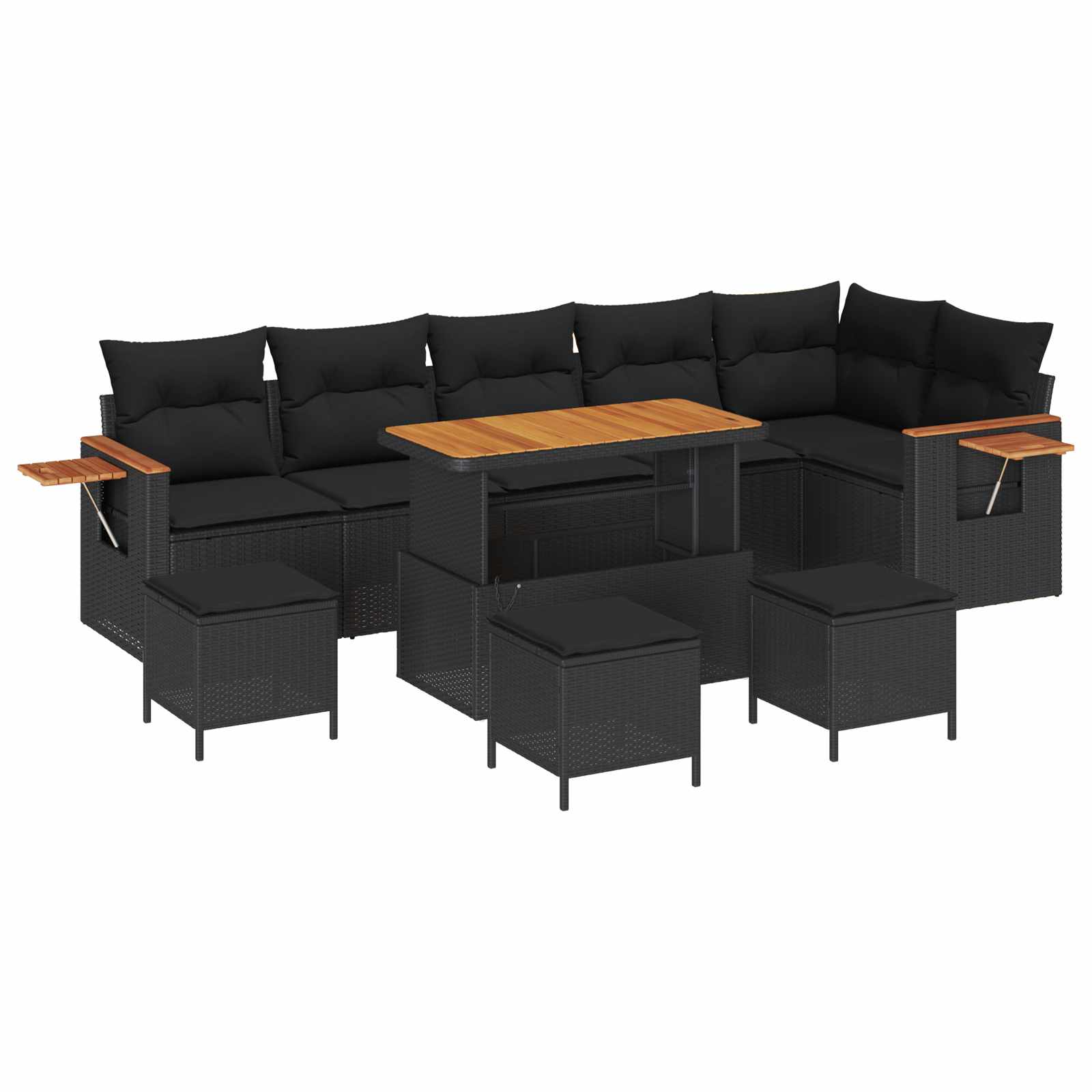 vidaXL Gartensofa-set mit Kissen 11 pcs Schwarz Poly-Rattan