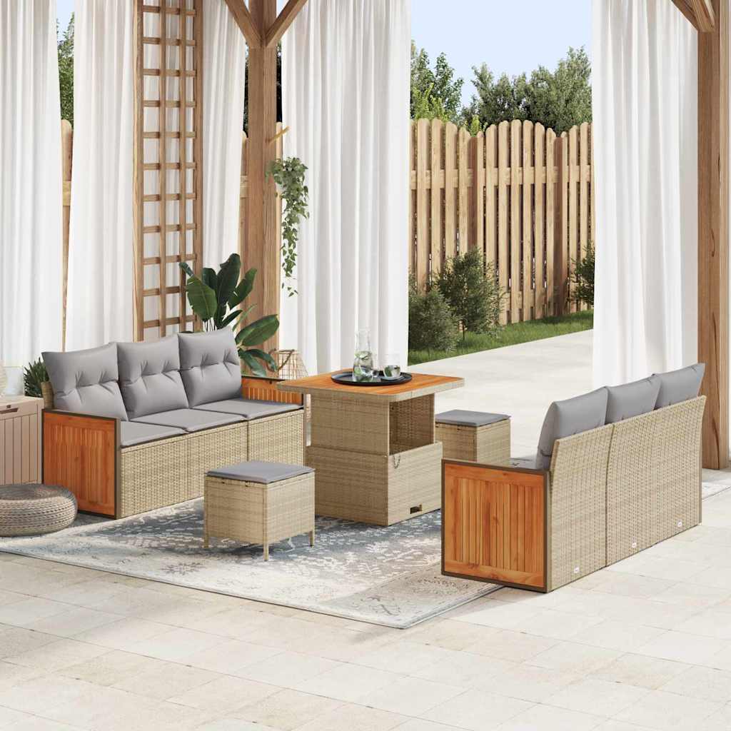 vidaXL Gartensofa-set mit Kissen 11 pcs Schwarz Poly-Rattan