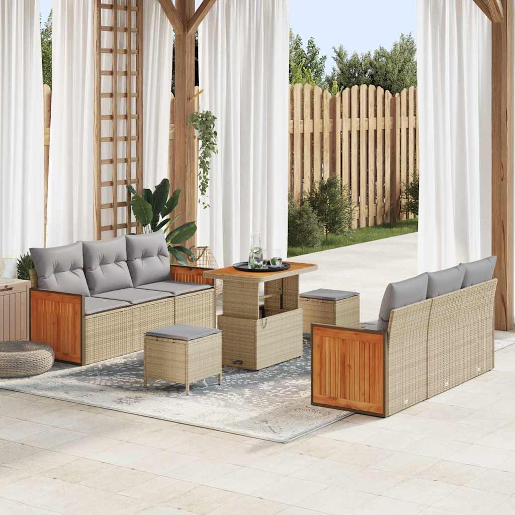 vidaXL Gartensofa-set mit Kissen 11 pcs Schwarz Poly-Rattan