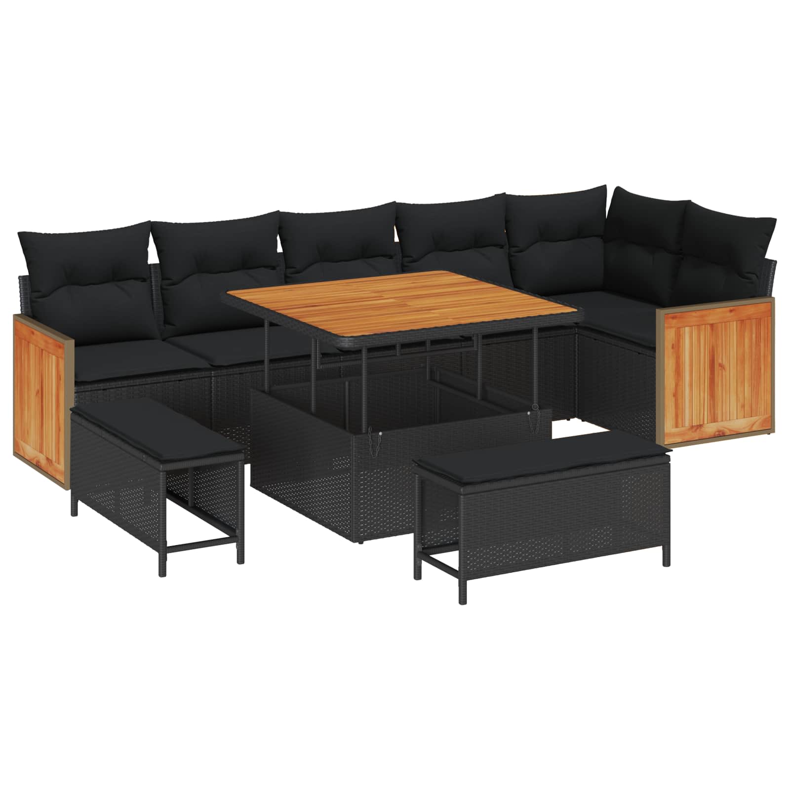 vidaXL Garten-Sofa-Set 9 pcs Schwarz und Braun Poly-Rattan
