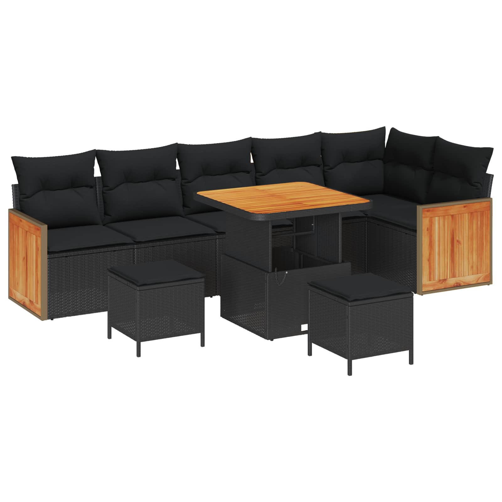 vidaXL Garten-Sofa-Set 9 pcs Schwarz und Braun Poly-Rattan