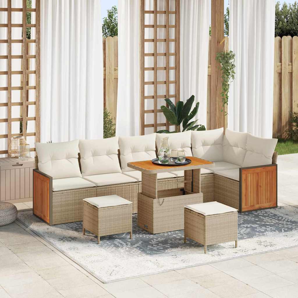 vidaXL Garten-Sofa-Set 9 pcs Schwarz und Braun Poly-Rattan