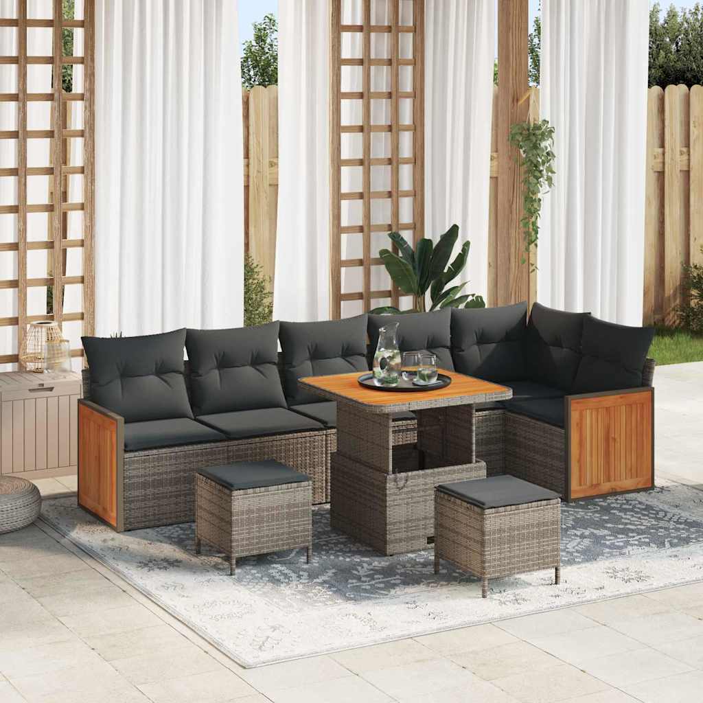 vidaXL Garten-Sofa-Set 9 pcs Schwarz und Braun Poly-Rattan