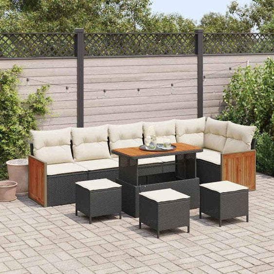 vidaXL Garten-Sofa-Set 9 pcs Schwarz und Braun Poly-Rattan