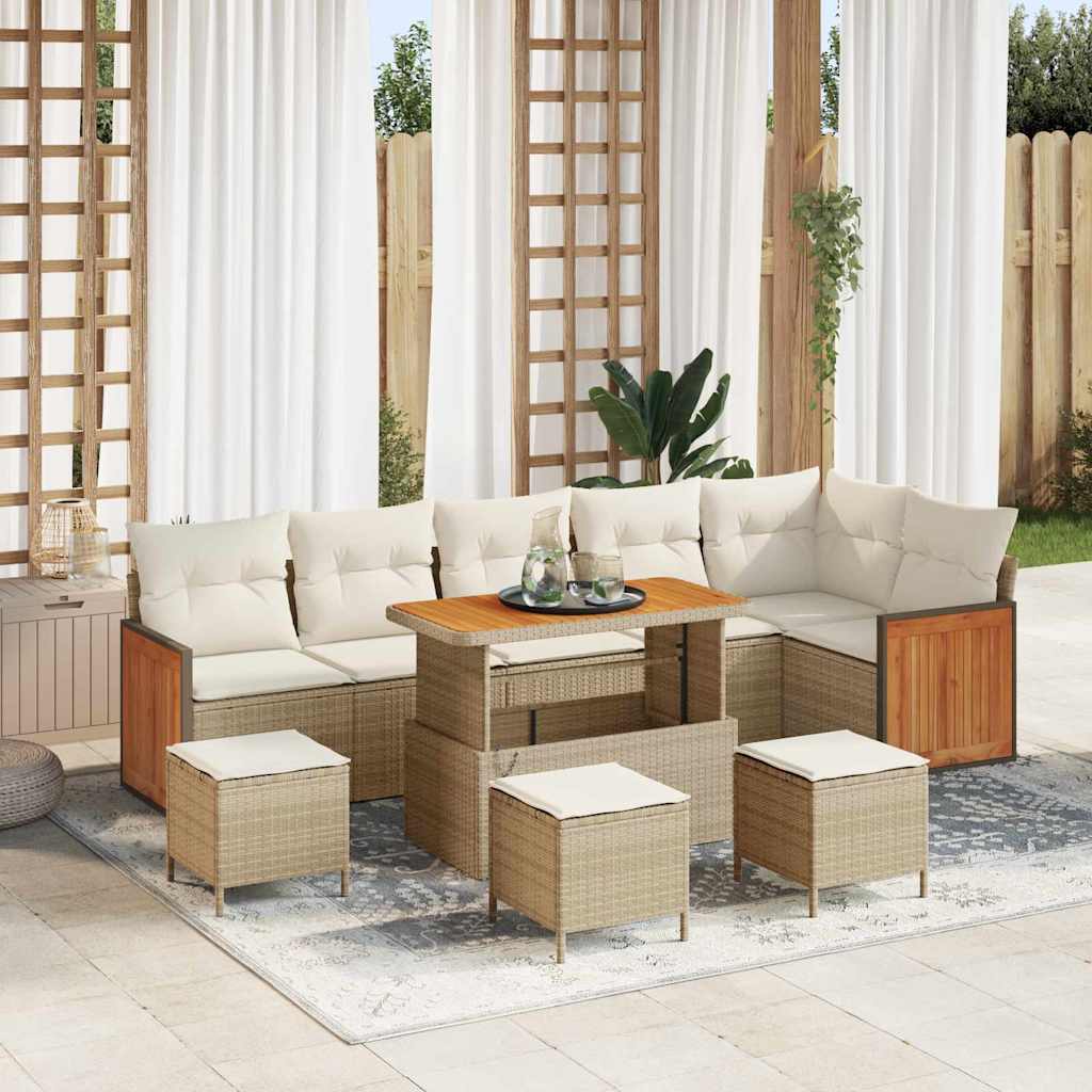 vidaXL Garten-Sofa-Set 9 pcs Schwarz und Braun Poly-Rattan