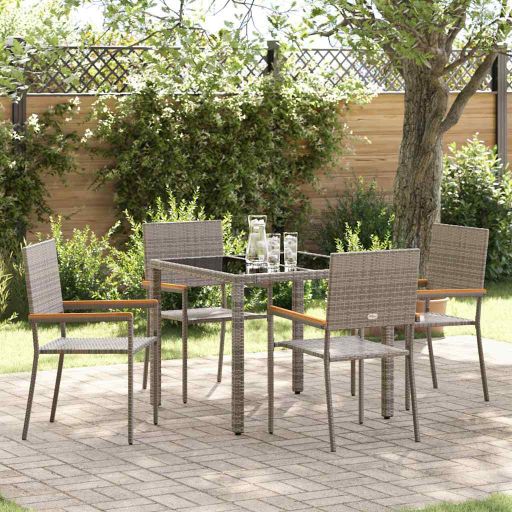 vidaXL Garten Essgruppe 3 pcs Schwarz Poly-Rattan