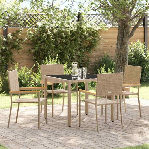 vidaXL Garten Essgruppe 3 pcs Schwarz Poly-Rattan
