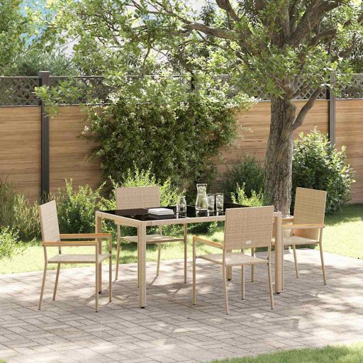 vidaXL Garten Essgruppe 3 pcs Schwarz Poly-Rattan