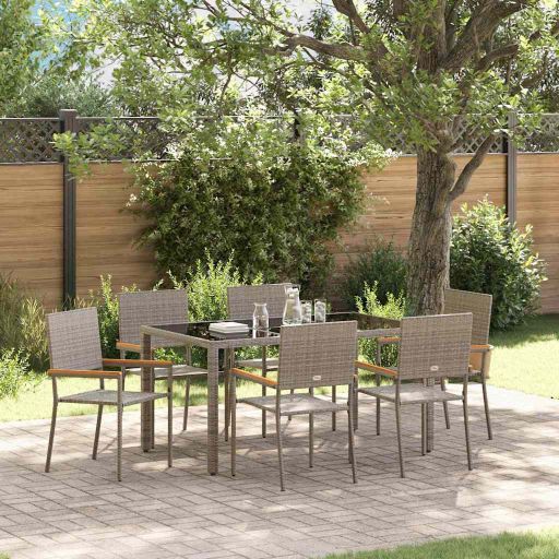 vidaXL Garten Essgruppe 3 pcs Schwarz Poly-Rattan