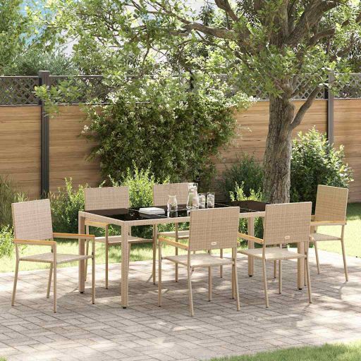 vidaXL Garten Essgruppe 3 pcs Schwarz Poly-Rattan