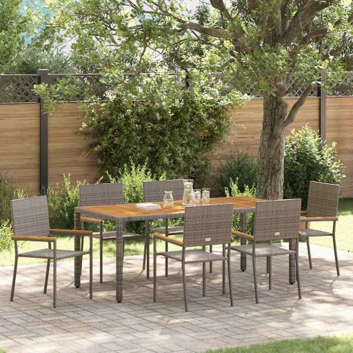 vidaXL Garten Essgruppe 3 pcs Schwarz Poly-Rattan