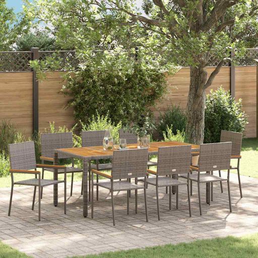 vidaXL Garten Essgruppe 3 pcs Schwarz Poly-Rattan