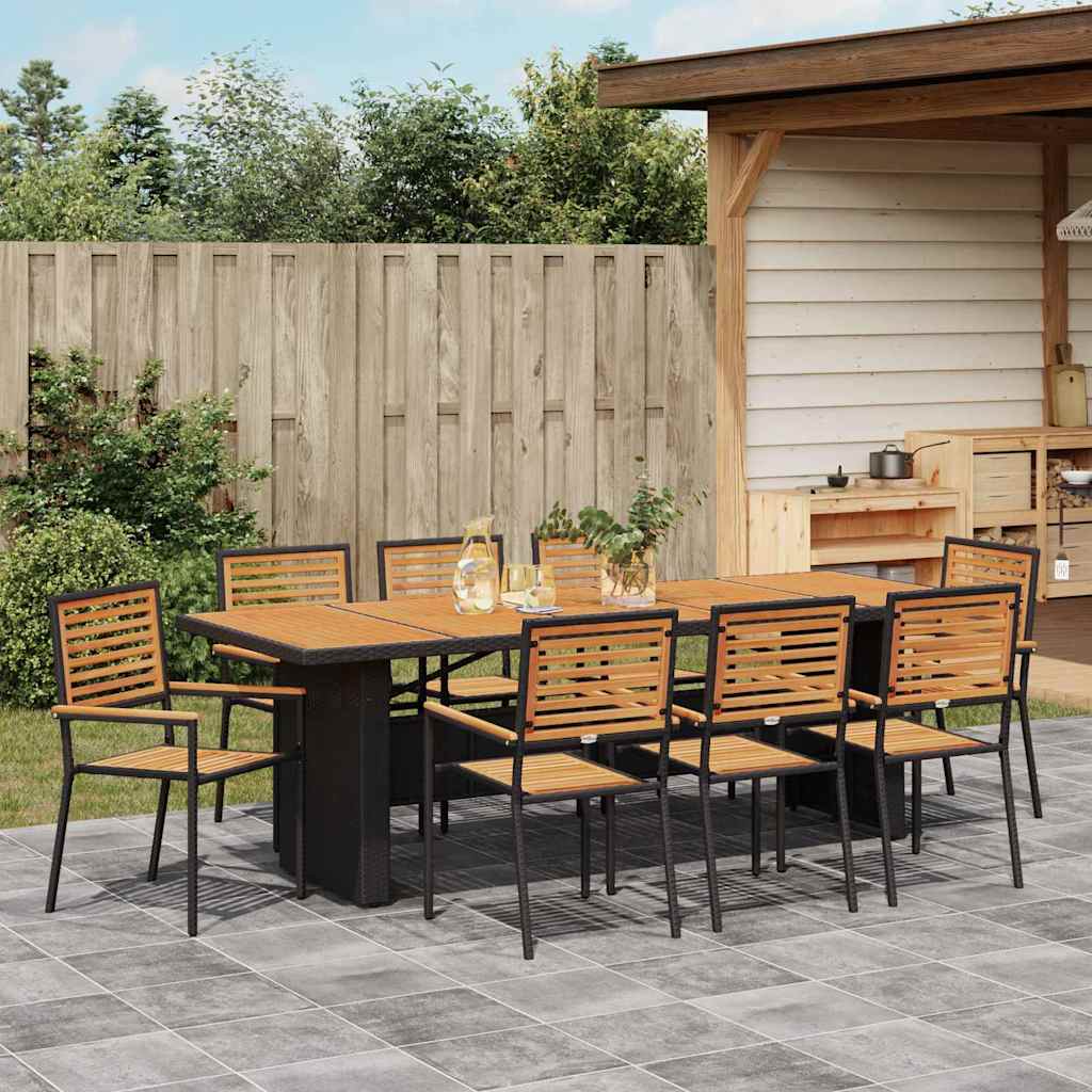 vidaXL Garten Essgruppe 9 pcs Schwarz und Braun Poly-Rattan