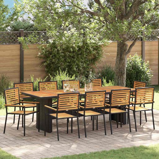vidaXL Garten Essgruppe 9 pcs Schwarz und Braun Poly-Rattan