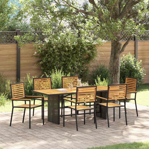 vidaXL Garten Essgruppe 7 pcs Schwarz und Braun Poly-Rattan