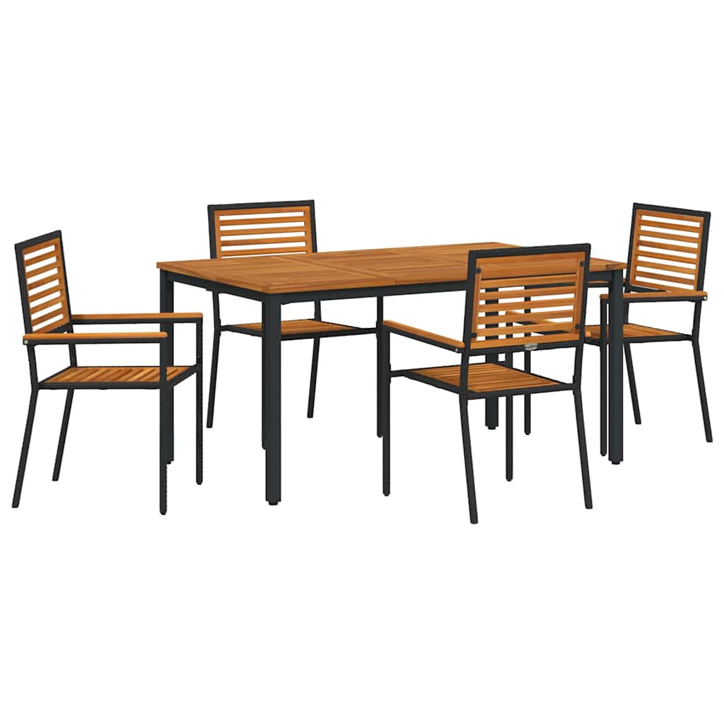 vidaXL Garten Essgruppe 5 pcs Schwarz und Braun Poly-Rattan