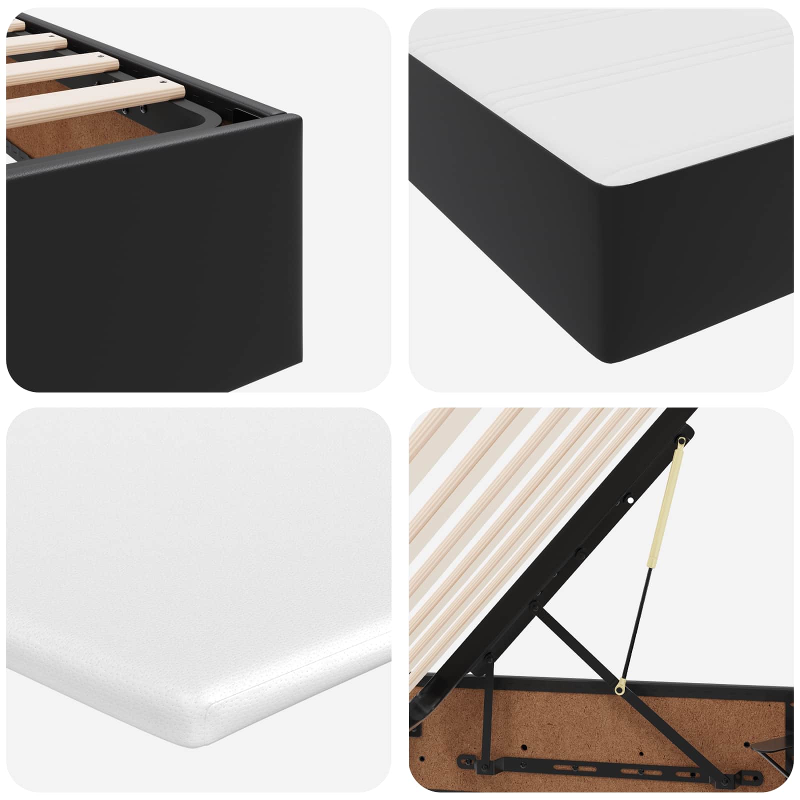 vidaXL Aufbewahrungsbett mit Matratze Schwarz 120 x 190 cm Kunstleder