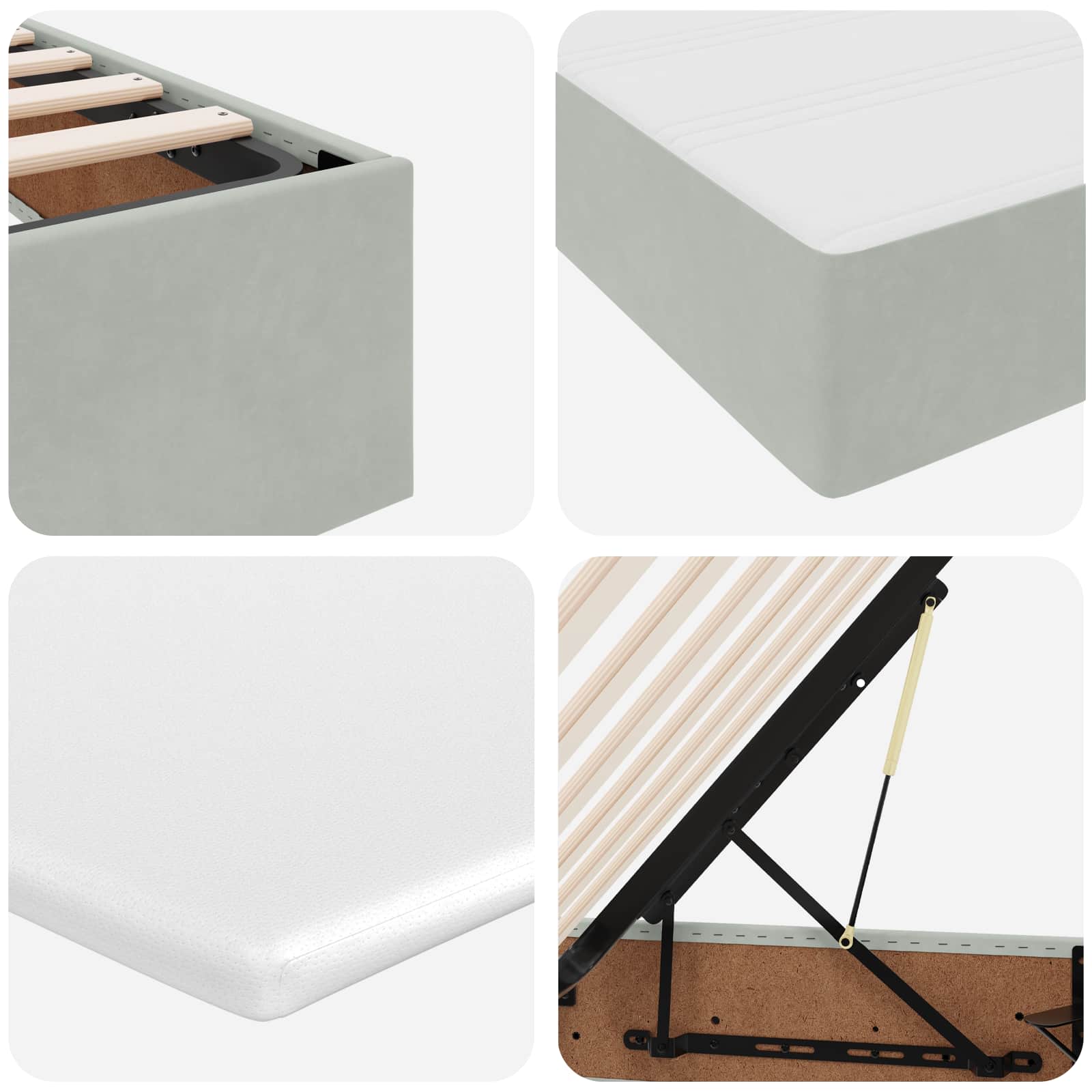 vidaXL Aufbewahrungsbett mit Matratze Hellgrau 120 x 190 cm Samt