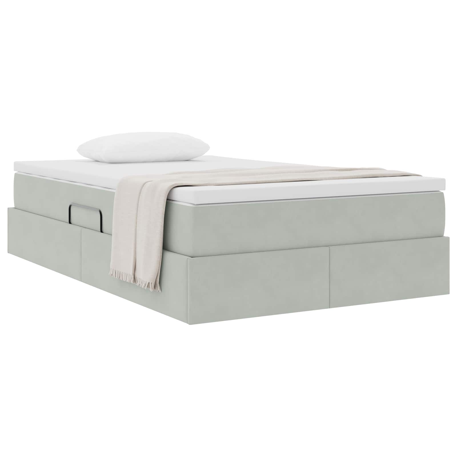 vidaXL Aufbewahrungsbett mit Matratze Hellgrau 120 x 190 cm Samt