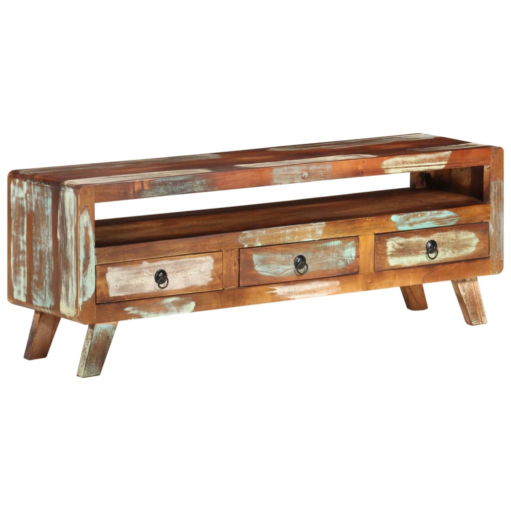 vidaXL TV-Schrank Mehrfarbig 110x30x40 cm Altholz Massiv