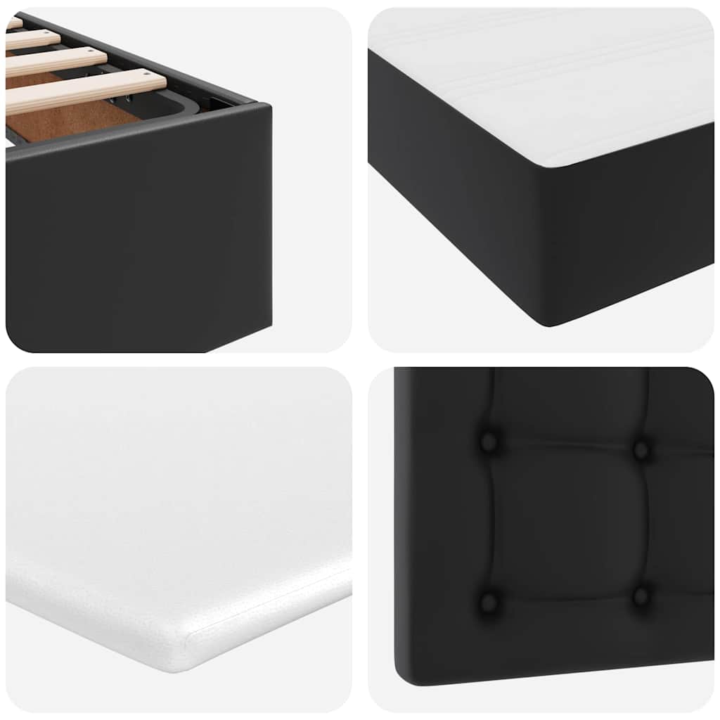 vidaXL Bett mit Matratze mit Kopfteil Schwarz 120 x 190 cm Kunstleder