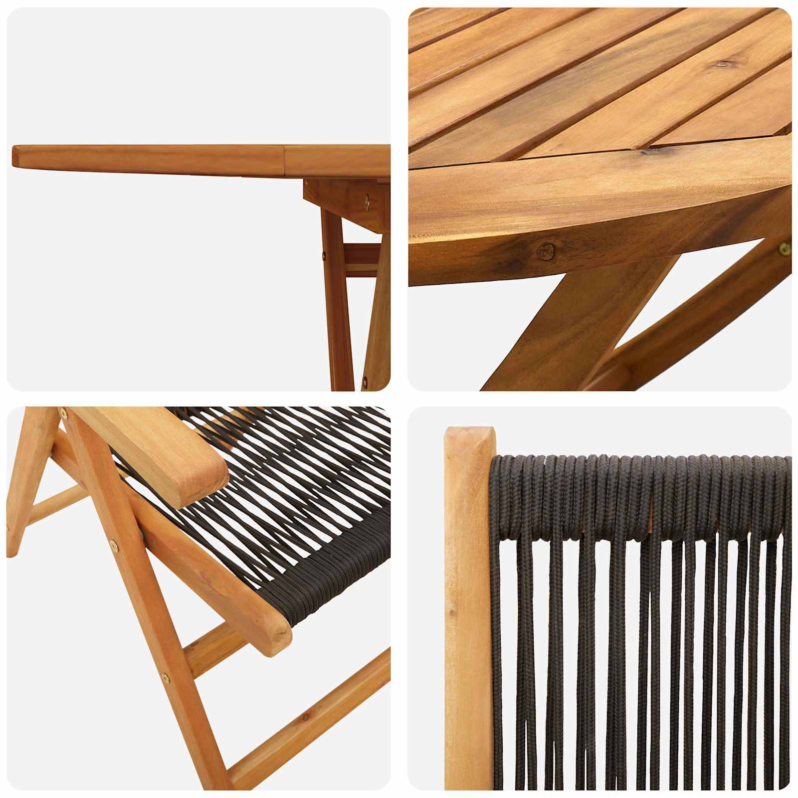 vidaXL Garten Essgruppe 5 pcs Schwarz Massivholz Akazie