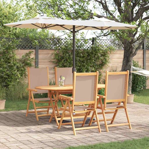 vidaXL Garten Essgruppe 5 pcs Cremeweiß Massivholz Akazie