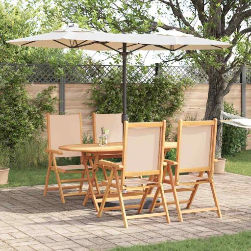 vidaXL Garten Essgruppe 5 pcs Cremeweiß Massivholz Akazie